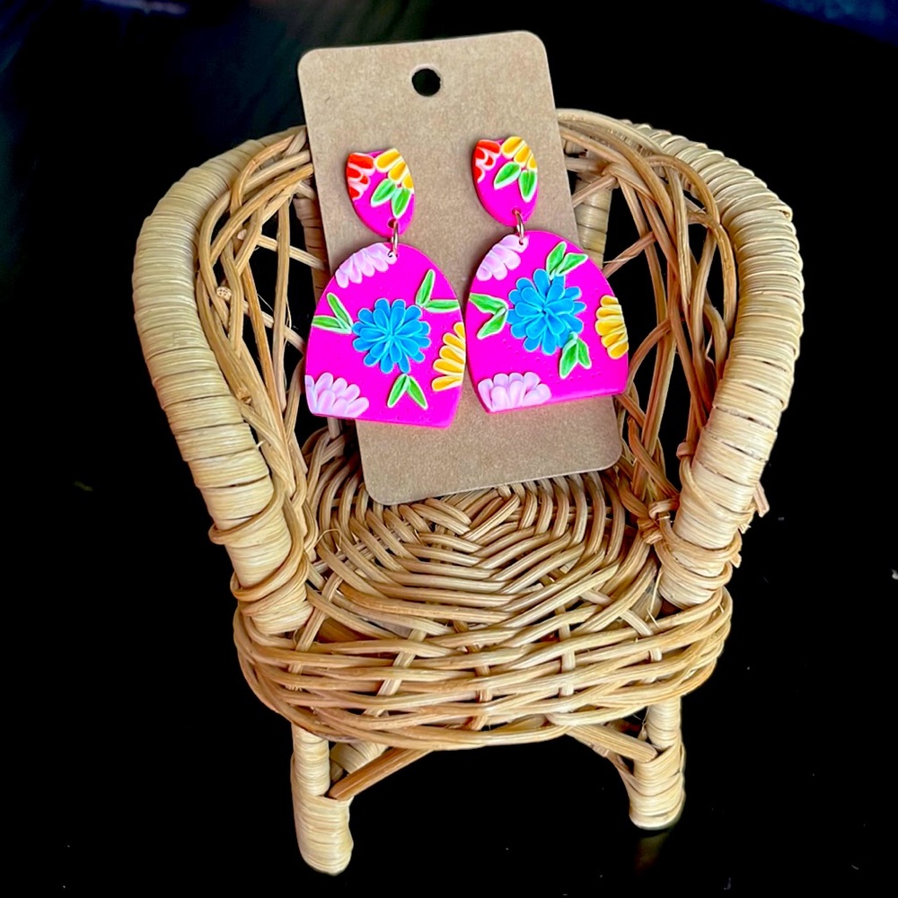 Trendy polymer clay statement earrings!